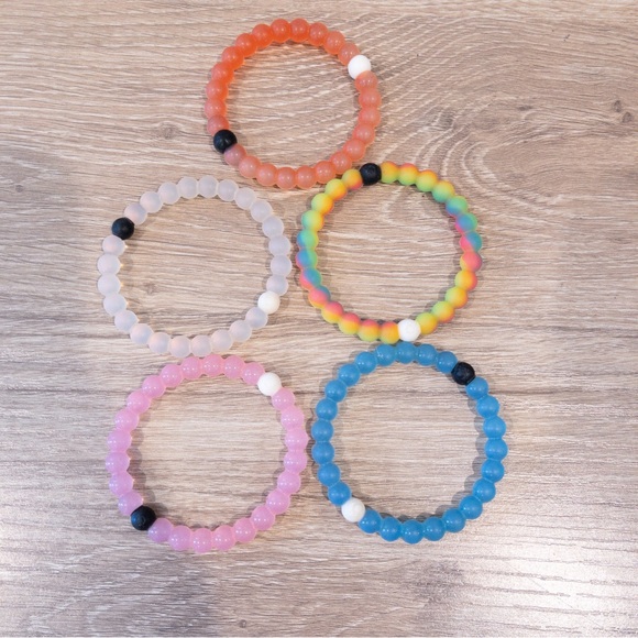 Lokai Silicone Beaded Bracelet Bubble Bead Stack of Five Multicolor - Picture 5 of 6